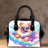 Colorful cute pomeranian dog wearing sunglasses shoulder handbag