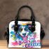 Colorful drawing of an adorable border collie shoulder handbag