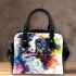 Colorful drawing of an adorable border collie shoulder handbag