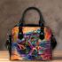 Colorful frog with an eye on its back shoulder handbag