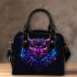 Colorful owl with glowing neon eyes shoulder handbag