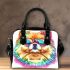 Colorful rainbow pomeranian dog wearing sunglasses shoulder handbag