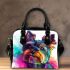 Colorful realistic yorkshire terrier portrait shoulder handbag