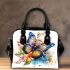 Colorful watercolor beautiful butterfly among flowers shoulder handbag