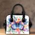 Colorful watercolor beautiful butterfly among flowers shoulder handbag