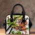 cool frog with music notes and violin and lotus flower Shoulder Handbag