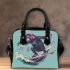 Cool monkey surfing with electric guitar shoulder handbag