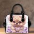 Cute adorable pomeranian puppy with fluffy fur shoulder handbag
