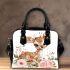 Cute baby deer with flowers in pastel colors shoulder handbag