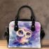 Cute baby owl watercolor style with pastel colors shoulder handbag