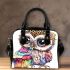 Cute baby owl with big eyes wearing shoulder handbag