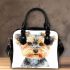 Cute baby yorkshire terrier portrait clipart shoulder handbag