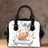 Cute bunny sitting on top of an carrot hello spring shoulder handbag