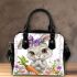 Cute bunny with big eyes and purple bow shoulder handbag