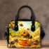 Cute cartoon bee is happily eating honey shoulder handbag