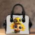 Cute cartoon bee is sitting on the head shoulder handbag