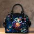 Cute cartoon colorful owl with big blue eyes shoulder handbag