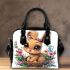 Cute cartoon easter bunny with big eyes sitting shoulder handbag