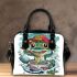 Cute cartoon frog eating ramen shown in a full body shot shoulder handbag