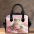 Cute cartoon frog holding a pink heart shoulder handbag