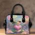 Cute cartoon frog holding a pink heart shoulder handbag