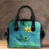 Cute cartoon frog holding on to the stem shoulder handbag