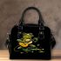 Cute cartoon frog playing guitar in a simple drawing shoulder handbag