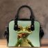 Cute cartoon frog with big eyes and long legs shoulder handbag