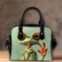 Cute cartoon frog with big eyes and long legs shoulder handbag