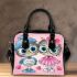 Cute cartoon owls wearing cute shoulder handbag