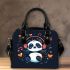 Cute cartoon panda listening to music on headphones shoulder handbag