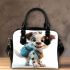 Cute cartoon puppy with a blue backpack shoulder handbag