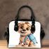 Cute cartoon puppy with a blue backpack shoulder handbag