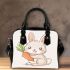 Cute cartoon rabbit holding a carrot shoulder handbag