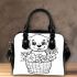 Cute cartoon style labrador puppy sitting in flower basket shoulder handbag