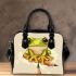 Cute chibi frog sitting on a pencil shoulder handbag