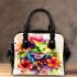 Cute colorful frog with flowers shoulder handbag