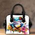 Cute colorful frog with flowers shoulder handbag