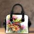 Cute colorful frog with flowers shoulder handbag