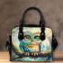 Cute colorful owl cartoon with big eyes sitting on a tree branch shoulder handbag