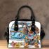 Cute dachshund with glasses and flowers shoulder handbag