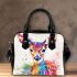 Cute deer colorful watercolor art style shoulder handbag