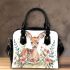 Cute deer with flowers shoulder handbag