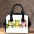 Cute frogs green pink and yellow color shoulder handbag