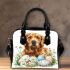 Cute golden retriever with easter eggs shoulder handbag