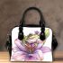 Cute green frog with purple flowers on its back shoulder handbag