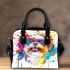 Cute happy shih tzu dog wearing sunglasses shoulder handbag