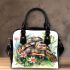 Cute happy smiling turtle with flowers shoulder handbag