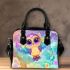 Cute kawaii owl with big eyes and a purple heart shoulder handbag