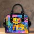 Cute lion cub in the style of abstract art on watercolor paper shoulder handbag